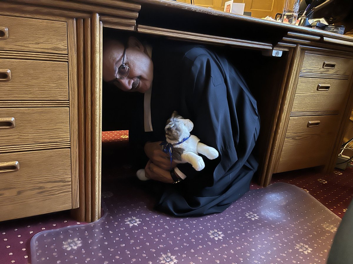 BCLegislature's tweet photo. .@BCLegSpeaker and @MaceyHansard are ready for the Great British Columbia Shakeout. Are you? Don’t forget to drop, cover and hold on at 10:20am today! #BCLeg #ShakeOut2022 @ShakeOutBC https://t.co/C0KUJ1vNc2