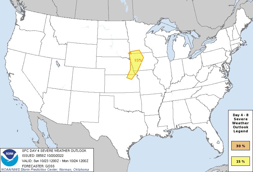 Not to my surprise the SPC has added a 15 percent chance of severe storms in parts of Kansas, Nebraska, Minnesota and much of Iowa. The severe weather setup looks pretty significant for Sunday. https://t.co/q43mGbwbTz