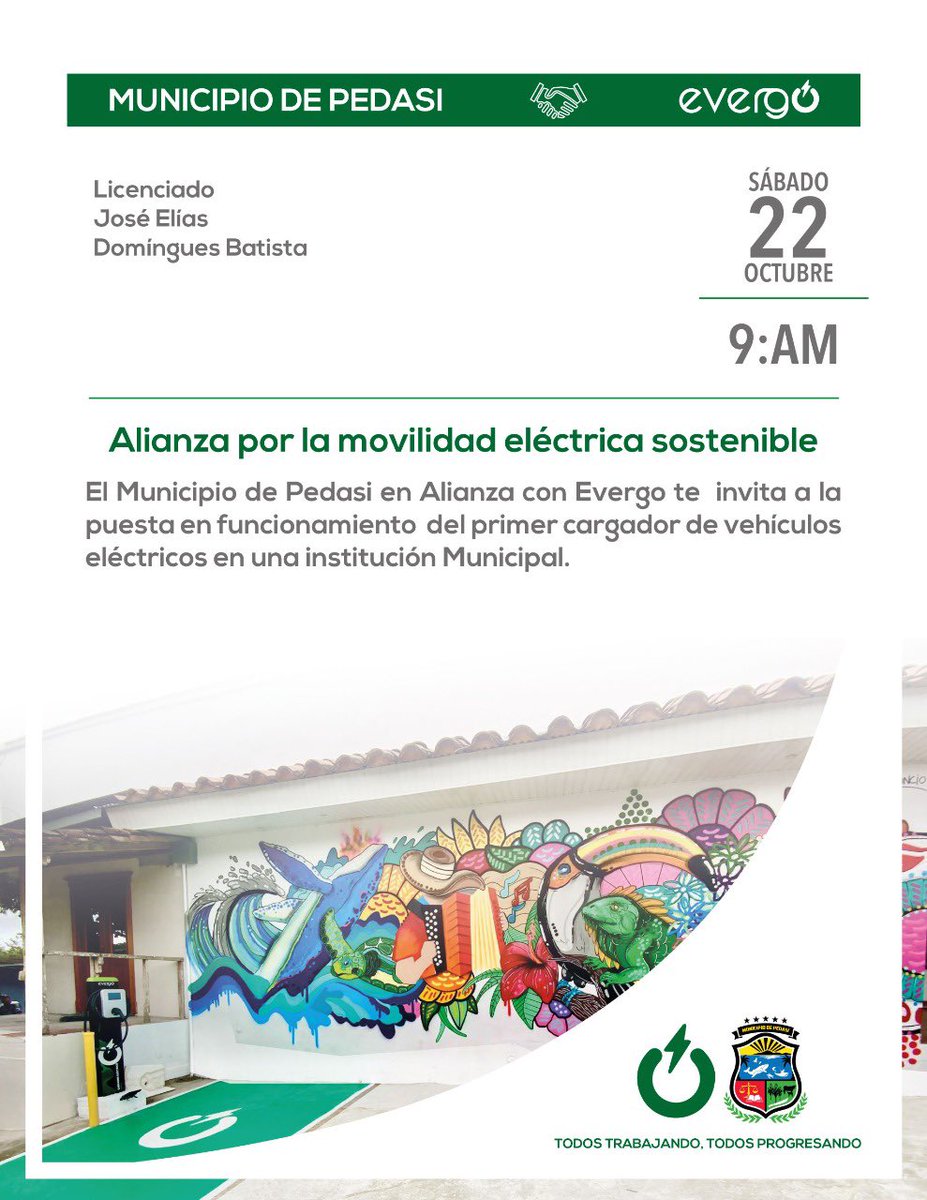 Impulsando la #movilidad #eléctrica en nuestro país ⚡️con #energía #limpia y renovable ♻️. Muchas gracias al <a href="/MunicipioPedasi/">Municipio de Pedasi</a> por invitación a la puesta en funcionamiento del primer cargador de vehículos eléctricos en el Municipio de #Pedasi