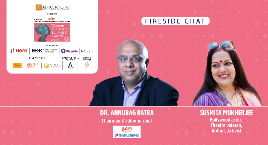 Introducing our esteemed Special Guest @sushmukh for the Fireside chat at the @e4mtweets PR and Corp Comm Women Achievers Summit 2022 Register now to attend - bit.ly/3EWAwP3 @anuragbatrayo @nawalahuja @karanbhatias #e4mwomenachieverssummit #e4mevents #PRandCorpComm