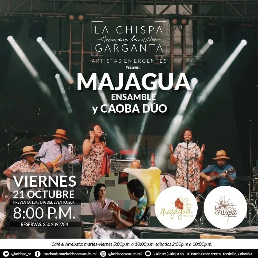 GrabacionesT's tweet photo. @majaguaensamble estará mañana viernes compartiendo nuevas canciones, en compañía de @caoba_duo  en un espacio muy bonito @lachispacasacultural 🌱 

▶️🎤🎸🥁 https://t.co/uXheqm946w https://t.co/jcCgHmnzHl