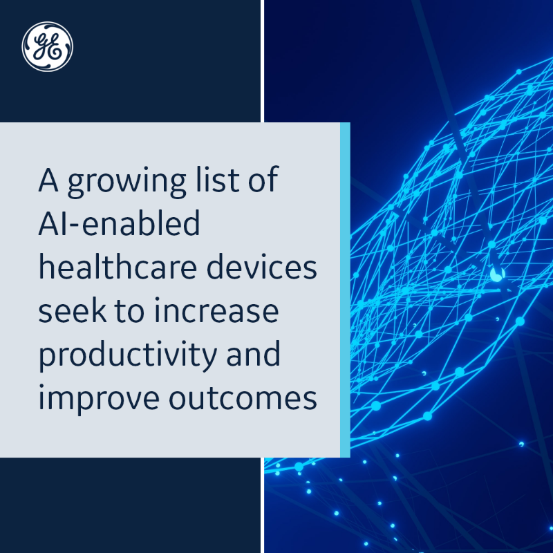 GEHealthCare's tweet photo. AI technology can help clinicians deliver improved patient outcomes and streamline hospital operations. In a recently updated US FDA list of AI-enabled device authorizations, @GEHealthcare has the highest number of 510(k) clearances compared to other #medtech companies.