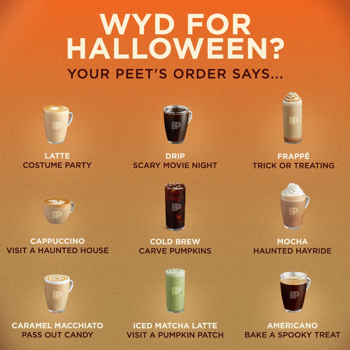 You're in for some spooky good fun this Halloween with Peet's. 🎃🍁❤️ WYD on 10/31?