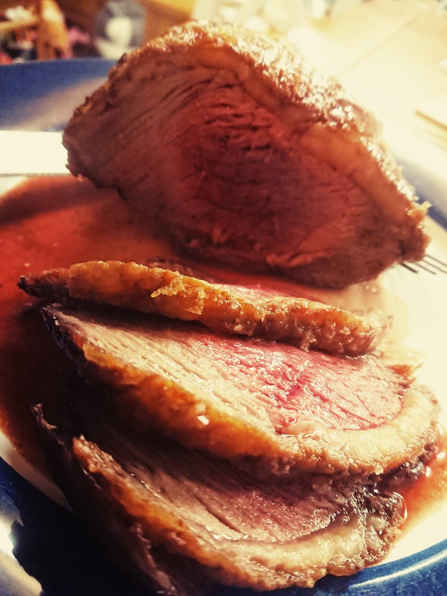 Arts2Agri's tweet photo. #BeefReport this is a #picanha taken from the top of the rump. (I'd never heard of it either!) Rubbed salt into the fat the put in the #airfryer FROM FROZEN!! at 170 for about 40 mins. Crispy, salty melt in the mouth fat with tender, melt in the mouth steak. Perfect. https://t.co/muSEXqe2Nj