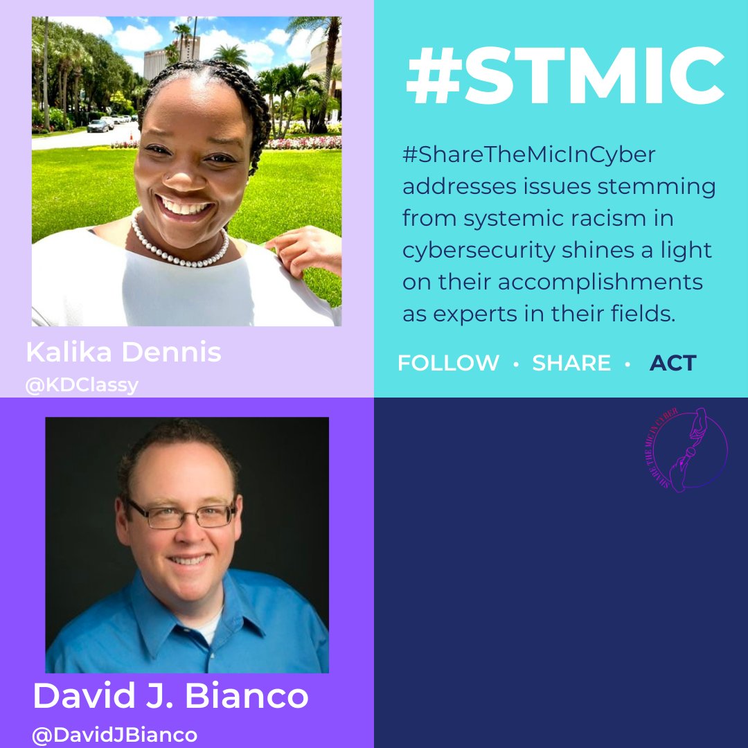 KDClassy's tweet photo. I'm excited to be a part of the #ShareTheMicInCyber program with my Ally, @DavidJBianco. Tune in tomorrow for all the excitement by following the hashtags #ShareTheMicInCyber and #STMIC on Twitter and LinkedIn. https://t.co/tu9rZ6f40S