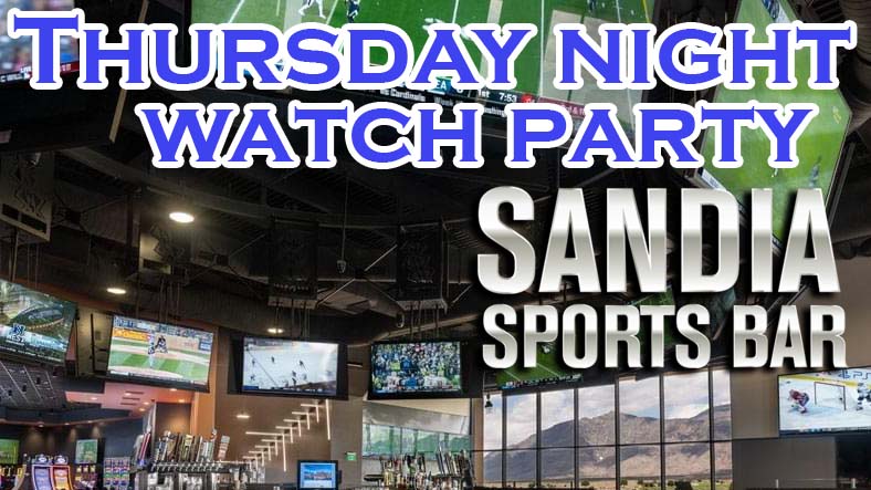 100.3 The Peak brings you Thursday Night Watch Parties at the Sandia Sports Bar. Watch some football, win prizes, &amp; you could even win a trip to Vegas to check out the Raiders &amp; Patriots with tix to the game, airfare, hotel! Hang out at 6pm through halftime with The Peak!