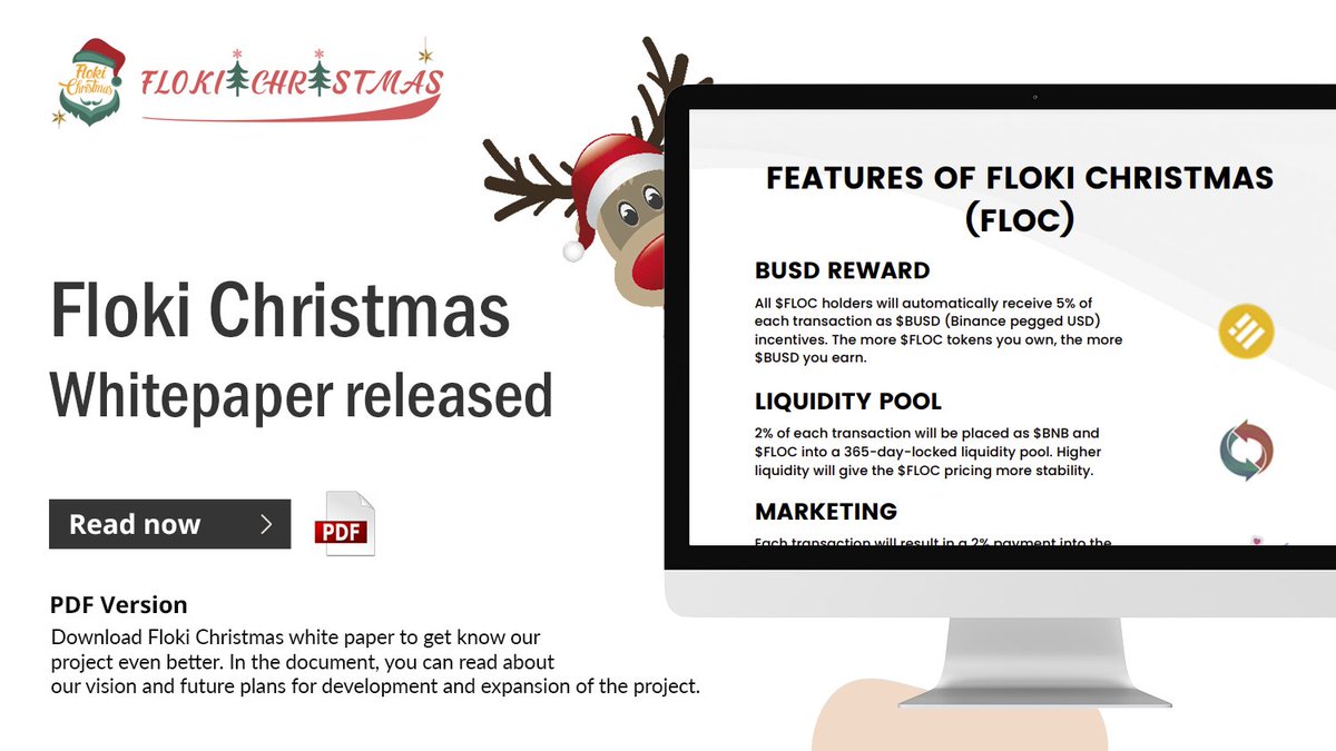 floctoken's tweet photo. Floki Christmas Token WhitePaper is ready!✅

Read about our project, our vision and future plans.📖

Link to download Whitepaper (PDF file): https://t.co/U2RV1Xjghr https://t.co/cQPv4FczL6