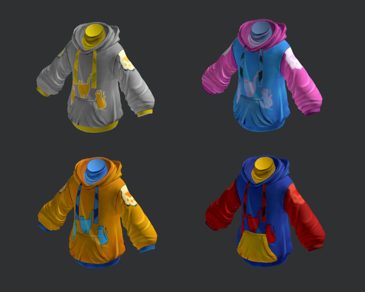 Happy early Friday😉Just dropped more recolors of Kitty Paw Oversized Hoodie🐾Hit me up in the comments and let me know what other colors you'd like to see🤩
roblox.com/catalog?Keywor…

#ROBLOX #RobloxDev #RobloxClothing #UGCcreator #hoodies 
<a href="/Roblox/">Roblox</a>