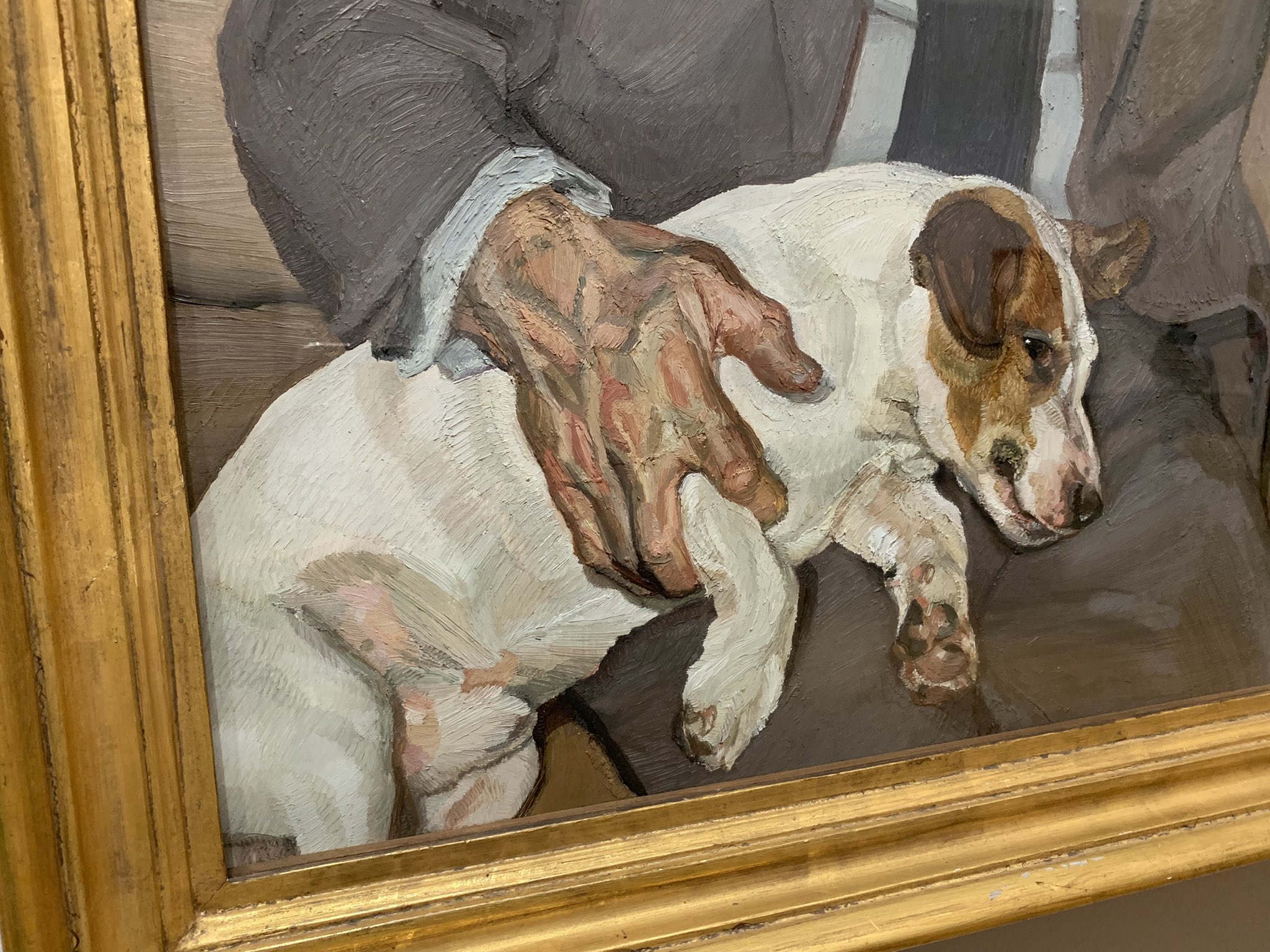 ルシアン・フロイド、女と白い犬、希少な画集より、高級新品額・額装付 ルシアン・フロイド、女と白い犬、希少な画集より、高級新品額