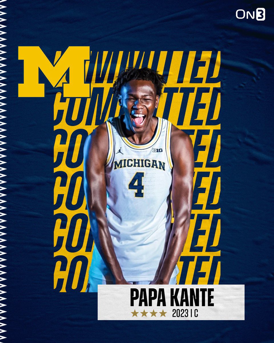 🚨BREAKING: Four-star center Papa Kante (@papaamadoukante), the No. 32 overall player nationally per @On3Recruits, commits to @umichbball!🚨 Details HERE: on3.com/teams/michigan…
