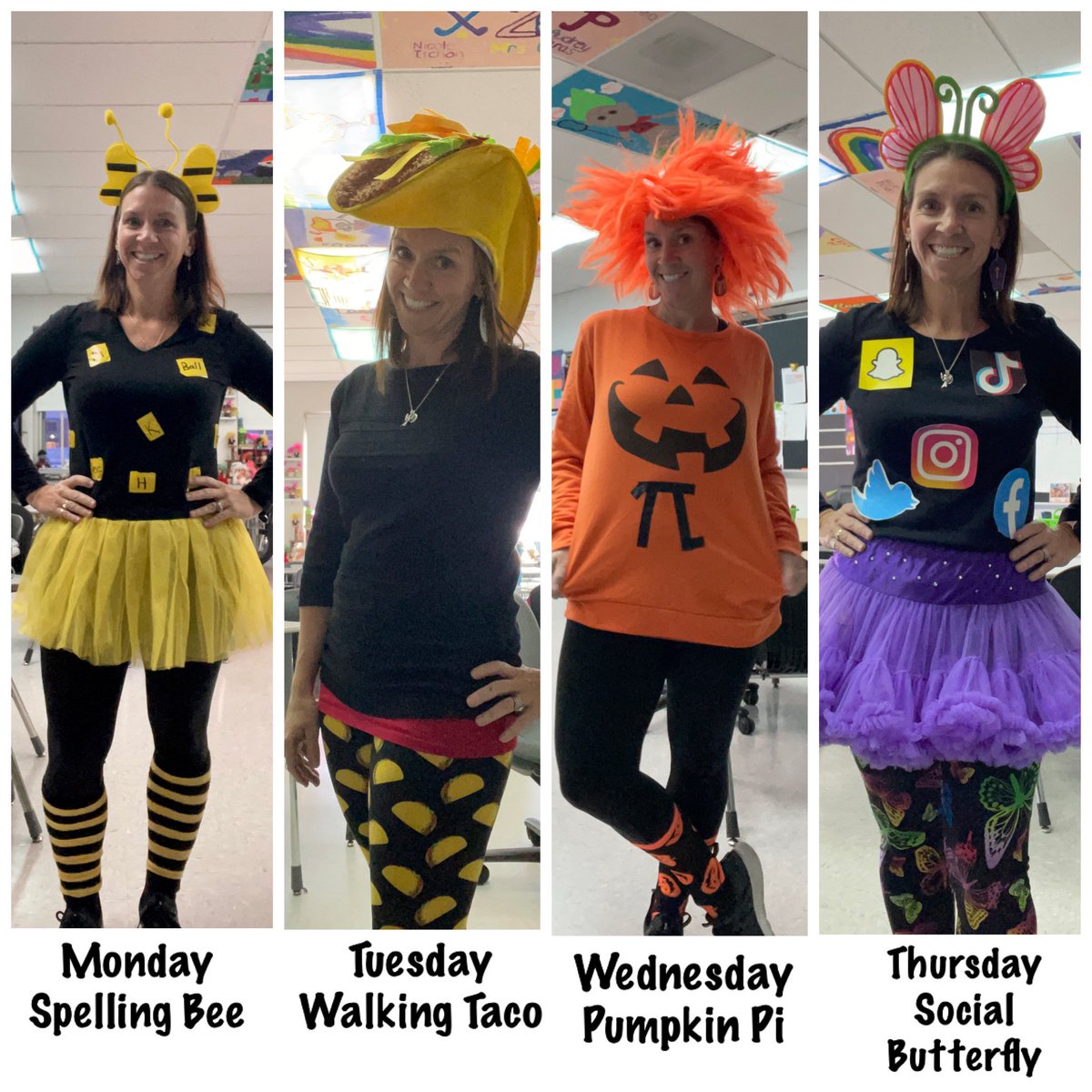 Days are so much more fun when you are dressed up! I really wish I could be a mascot for something every single day.  Here are the first four costumes as we work our way to Halloween. 👻 🎃