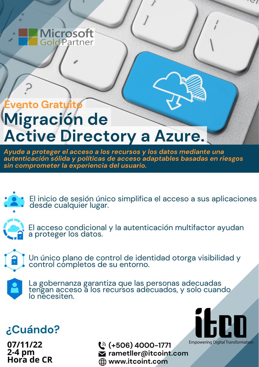 NuryMontes2's tweet photo. En noviembre continuamos con nuestra serie de eventos gratuitos sobre transformación digital y seguridad, de la mano de Microsoft y sus herramientas especializadas. #itco #microsoft #microsoftpartner https://t.co/nb2mnl2aaZ
