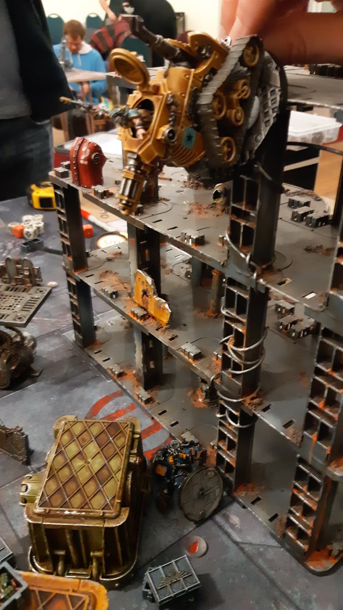 PaintedByG's tweet photo. Another great night @NCLWarlords. Finished off the campaign with a Gang Moot. Managed to win (even tho my Leader was on fire). Highlight: crushing an Ambot by driving my tank off a tower onto it 😅 Necromunda is the best. https://t.co/6S9bpllqGB