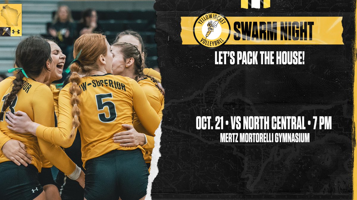 uws_vb's tweet photo. BIG DAY TOMORROW!!! It's our annual SWARM NIGHT and don't look now, but we're also giving away t-shirts! #WeAreSuperior https://t.co/UZbqN6EhDL