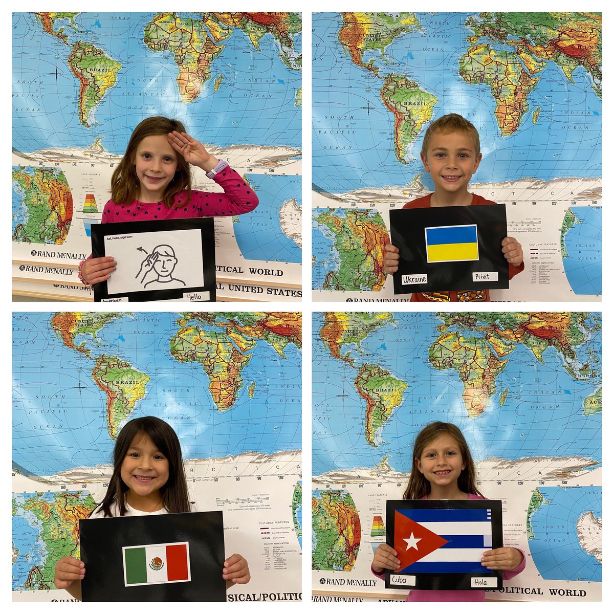 MrsHunterRoom7's tweet photo. Celebrating diversity in our classroom community by sharing our cultures by greeting one another in different languages during our Morning Meeting!  Students are proud to share and pleased to see where in the world relatives were born!  🌎 ☮️ ❤️ @oprschool https://t.co/AJ7LR8w6W1