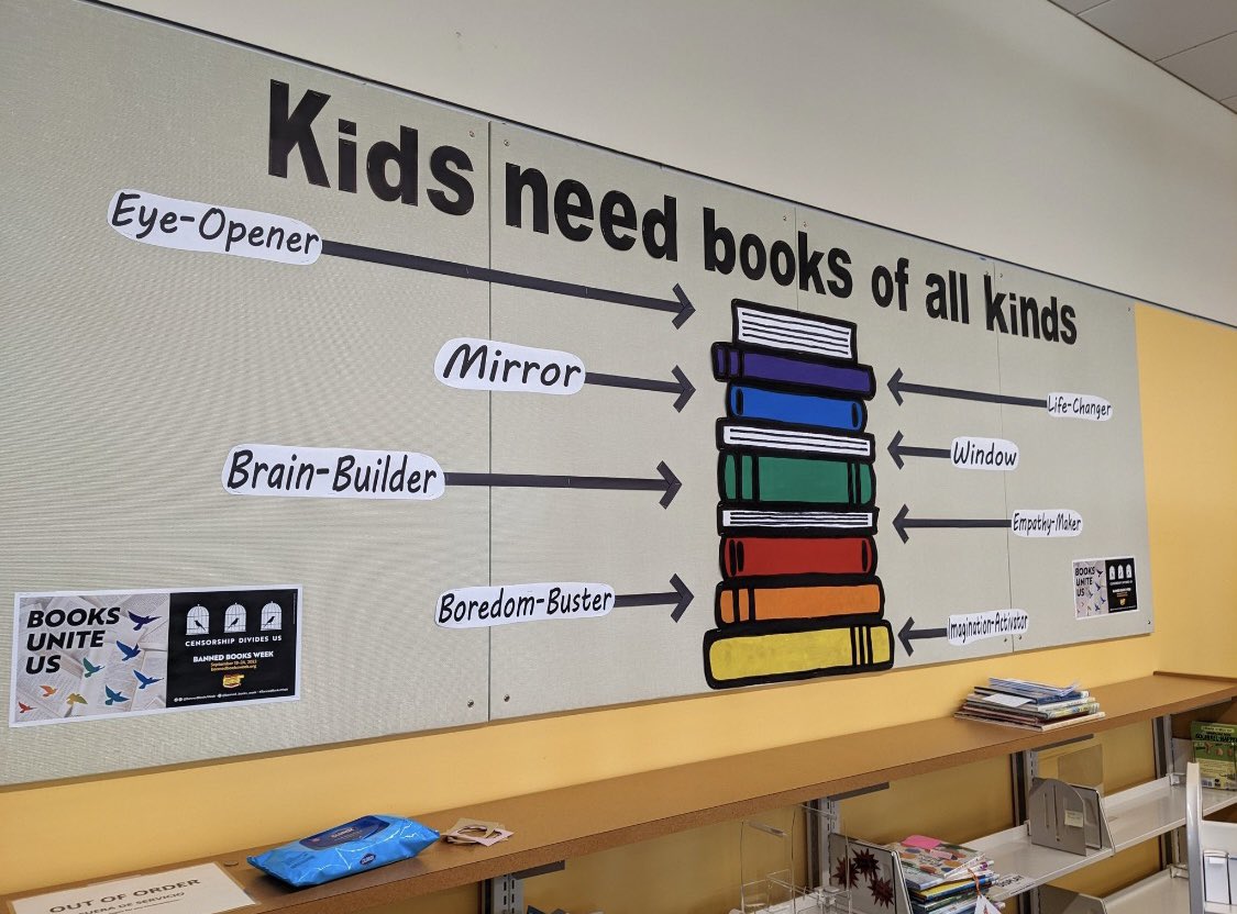Shoutout to the Fitchburg Public Library in Wisconsin for creating this MASSIVE version of my book stack artwork, and also making some great additions to it. And thanks to Katie McEnaney for the pic!