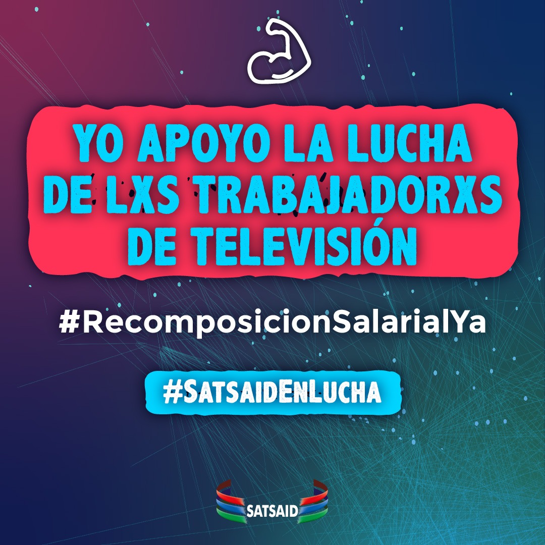 SATSAIDnacional's tweet photo. #GranHermano

‼️ Este contenido que estás disfrutando es realizado por trabajadores y trabajadoras de televisión que están luchando por su salario.

¡Apoyemos la lucha de los trabajadores de la televisión!

🔁Dale RT

#RecomposiciónSalarialYa
#SatsaidEnLucha https://t.co/jnBzRoUwOH