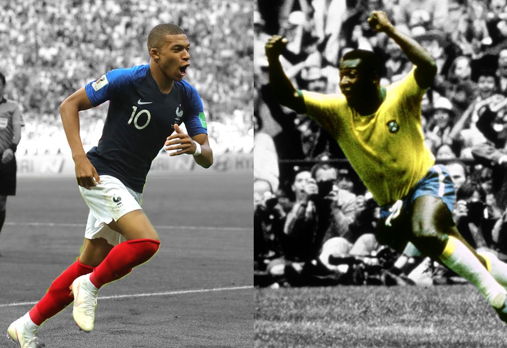 kamanmpo's tweet photo. Dans quelques semaines Mbappé peut devenir le seul joueur de l’histoire avec pelé à gagner 2 cdm à moins de 24 ans. Il lui resterait plus de 10 ans pour égaler le record de pelé ou même le dépasser, ce qui le ferait entrer dans le cercle des plus grands joueurs de l’histoire 🐐⌛️ https://t.co/PJj6qYIyyV