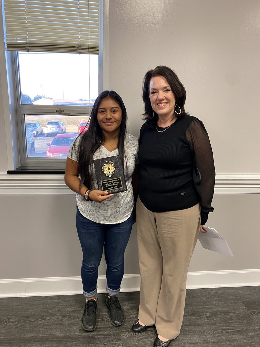 At the October Board Meeting, Ohatchee High student Barbara Feliciano was recognized as the TCI Student of the Month.