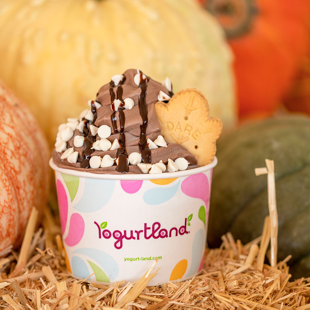Yogurtland's tweet photo. Leaf the toppings to us! Our Maple Cream Cookies are only here for a #limtedtime! Have you tried them yet?! #yogurtland https://t.co/5bMseXUQZ4