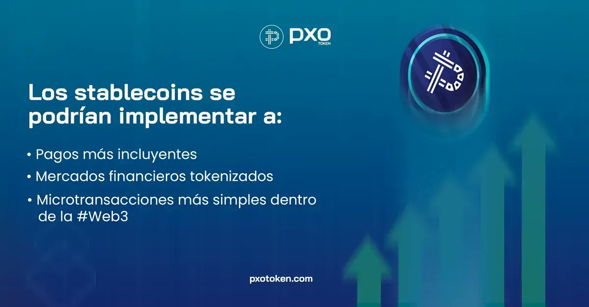 pxotoken's tweet photo. Los #stablecoins tienen potencial de crecimiento a futuro ya que cuentan con la capacidad de #innovar más allá de los casos de uso actuales.
#PXO #Crypto #Criptomonedas https://t.co/tQ5ZtjLZKw