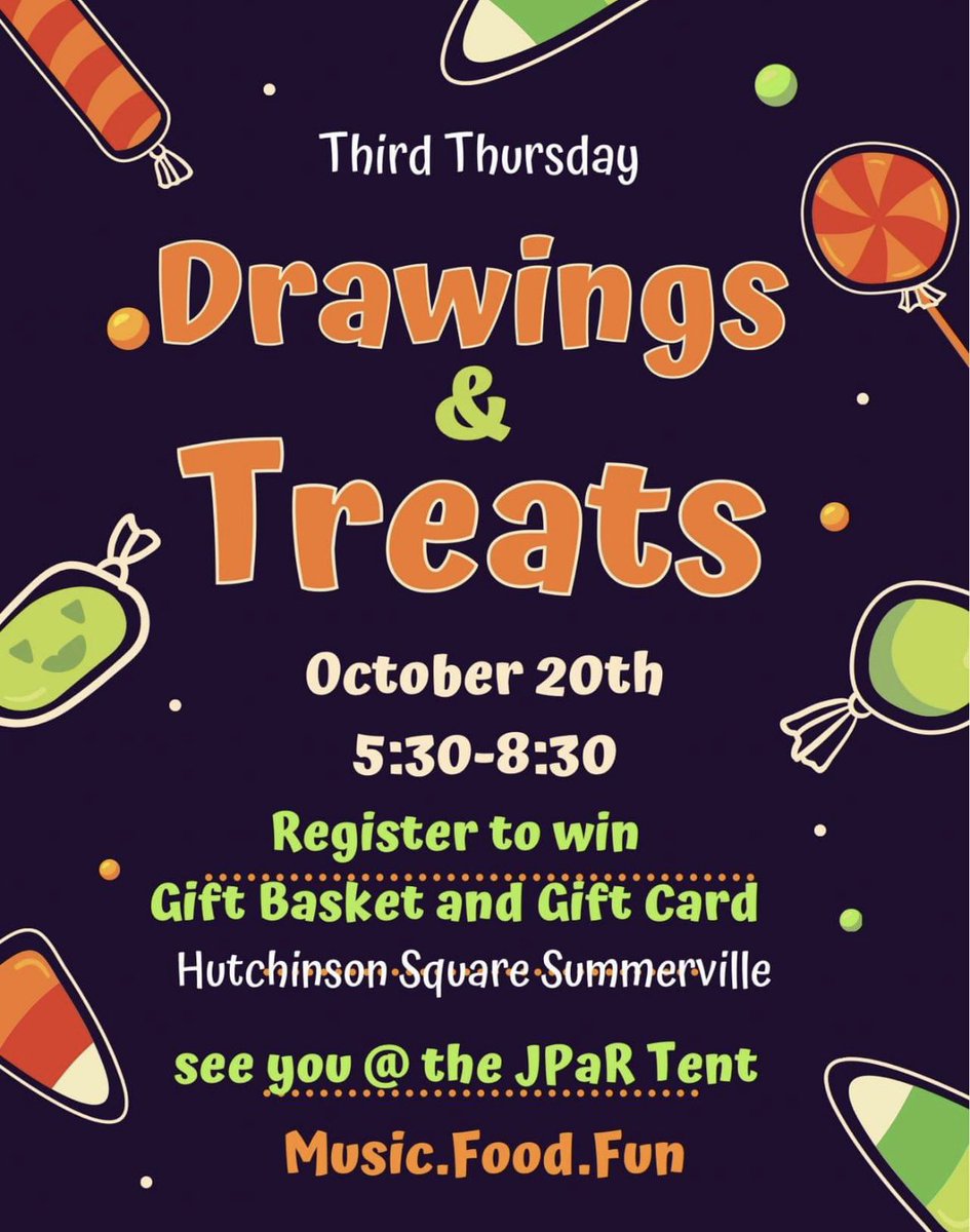 It’s THIRD THURSDAY in SUMMERVILLE! Be sure to stop by the blue tent for JP & Associates Realtors! You can register to win a grift basket (pictured) & gift card. Date: October 20, 2022 Where: Hutchinson Square Time: 5:30pm - 8:30pm What: Music, prizes and candy for the kids
