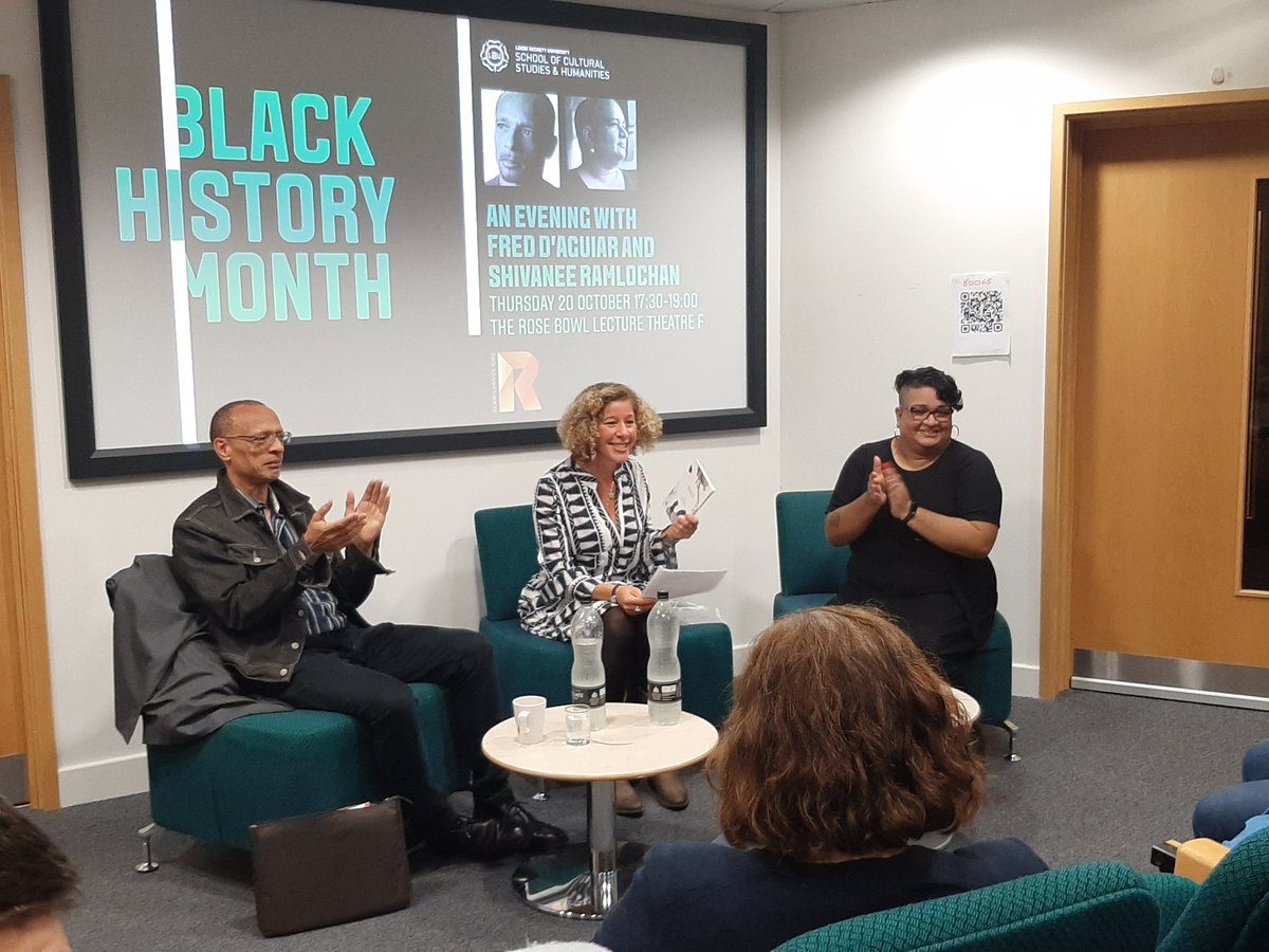 Welcome to the Evening With @freddaguiar and #shivaneeramlochan Today at #leedsbeckett from 5:30pm Join us for their fantastic #spokenword and get to know more about their #writings #BHM #BHM2022 #books #authors #writers #renaissanceone #poetry #event #eveningwithauthors