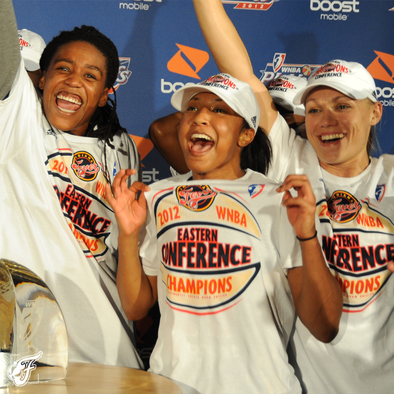 IndianaFever's tweet photo. by winning the series 2-1 over Connecticut, #Fever2012 claimed the Eastern Conference Championship &amp; secured their berth in the #WNBAFinals

stat leaders for the series included Katie Douglas with 17.7 PPG &amp; 1.7 APG and @Catchin24 16.7 PPG &amp; 8.7 RPG