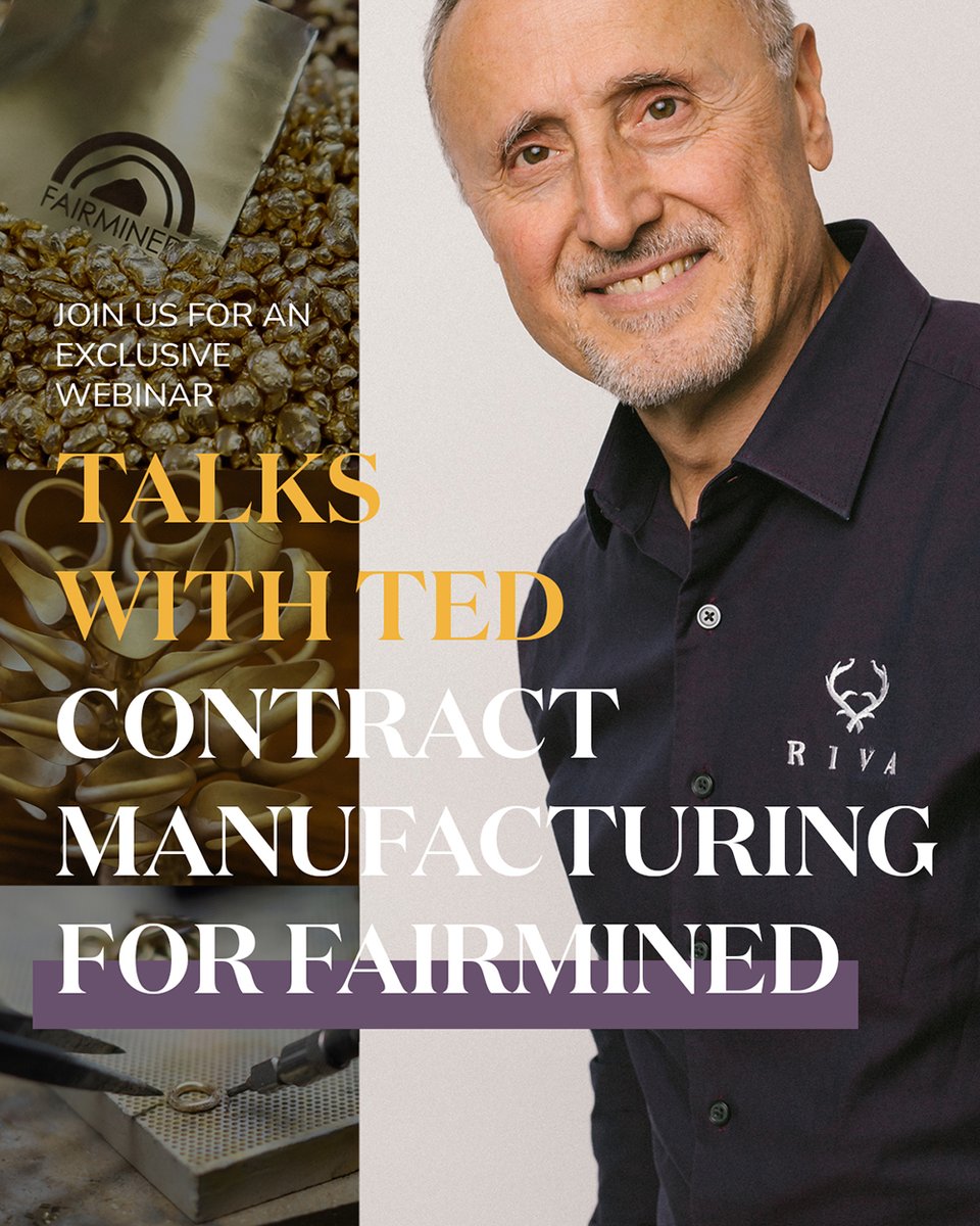 RIVAPrecisionNY's tweet photo. Join us on October 28, 2022, Friday, 12PM Eastern: exclusive live webinar or RIVA's contract manufacturing services for @Fairmined-licensed brands/designers! Register here: https://t.co/6u2dP0NxZn #Fairmined #GoldToBeProudOf #webinar https://t.co/aKxnFbTH9J