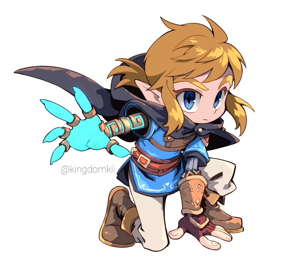 link 1boy male focus blue eyes gloves solo pointy ears blonde hair  illustration images