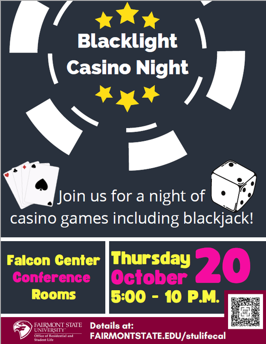 Don't forget to come to the Blacklight Casino Night tonight in the Conference Rooms!