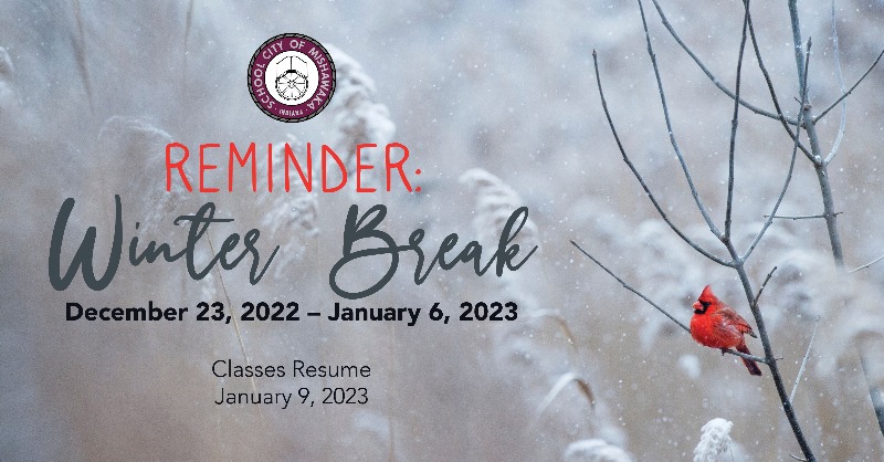 REMINDER FOR SCM FAMILIES: We will be on Winter Break December 23, 2022 - January 6, 2023. Classes resume on January 9, 2023.