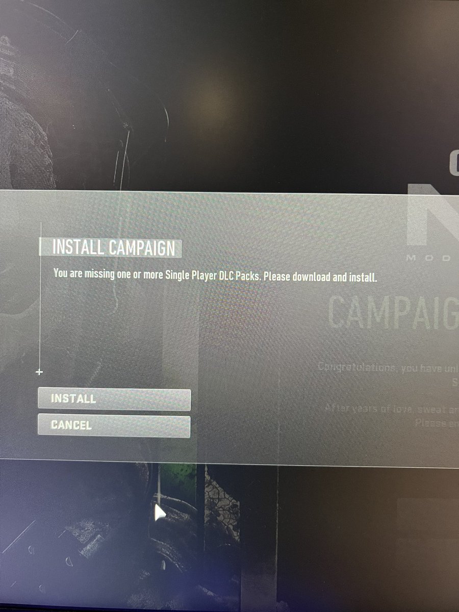 itsMELTEDx's tweet photo. @charlieINTEL @CallofDuty @Activision @ATVIAssist i got this message and can’t play the campaign, and when i click install it does nothing. Any help please. https://t.co/lXHBfAuhvC