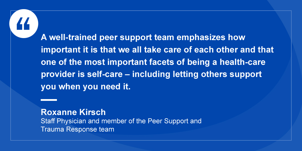On Global Peer Support Day we salute the 90+ trained peers who make up the #PeerSupport and Trauma Response program at SickKids. 

When asked what being a peer means to her, here’s what physician Roxanne Kirsch had to say. ⤵️