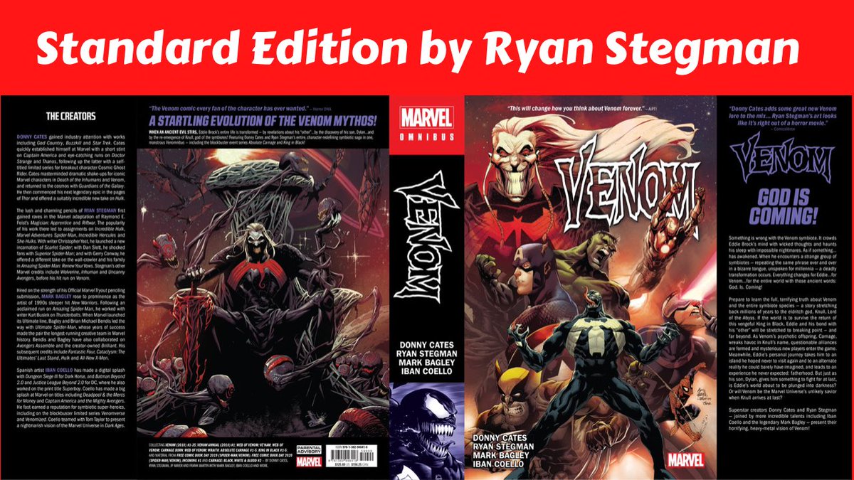 We have the EXCLUSIVE reveal of the FULL dust jackets for the up coming Venom OMNIBUS by @Doncates & @RyanStegman! This includes the ENTIRE run by this duo and is due out in Dec! This is the run that brought SCI-FI HORROR to the modern @Marvel mythos!