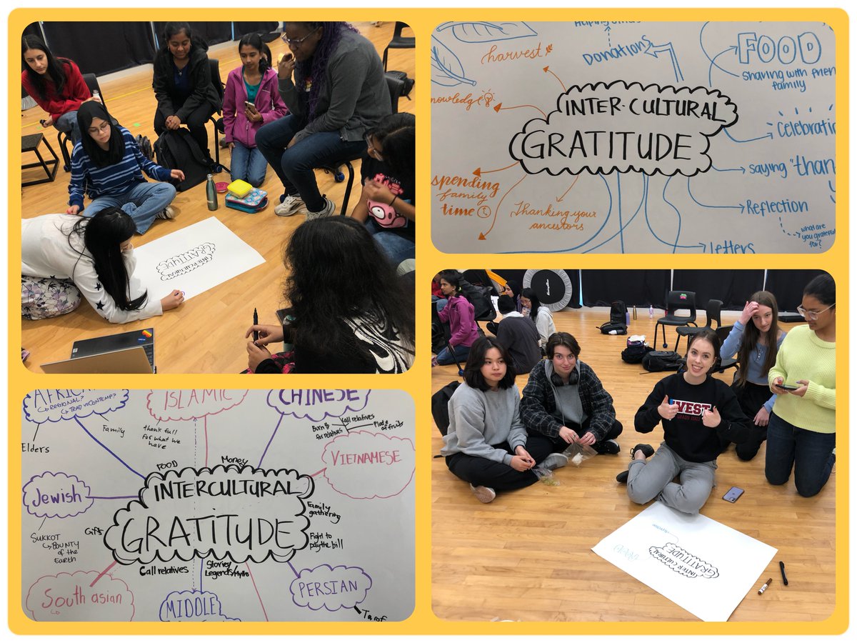 The Cultural Inclusion Committee students mind mapped as they had a conversation about how gratitude is shown and practiced in different cultures.