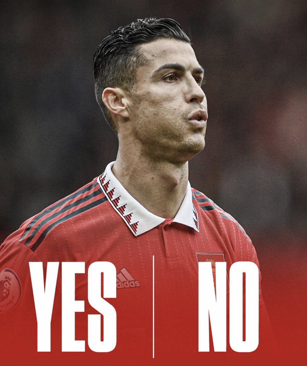 ManUtdInPidgin's tweet photo. You feel say Cristiano Ronaldo dey spoil hin Manchester United legacy? 
Yes/No 🤔

#MUFC || #CHEMUN https://t.co/TxLoD29vZ6