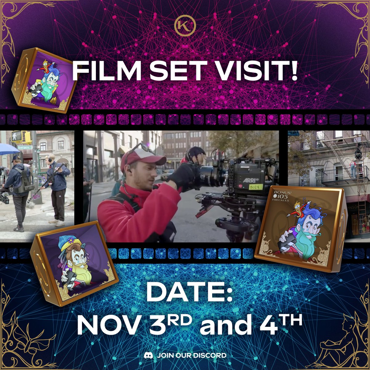 Kleks_Academy's tweet photo. All holders with the filmset trait can now visit the film set ✨ 

More details in the discord
https://t.co/tEoQc30jvV https://t.co/Dp62PC4MmK