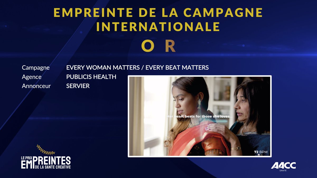 🟡 Empreinte de la campagne Internationale : OR pour « Every Woman Matters / Every Beat Matters » de <a href="/Servier/">Servier</a> et <a href="/PubHealthFR/">Publicis Health France</a> #Empreintes2022

Remis par Eric Yonter et Nadège Meillier de @AplusA_France