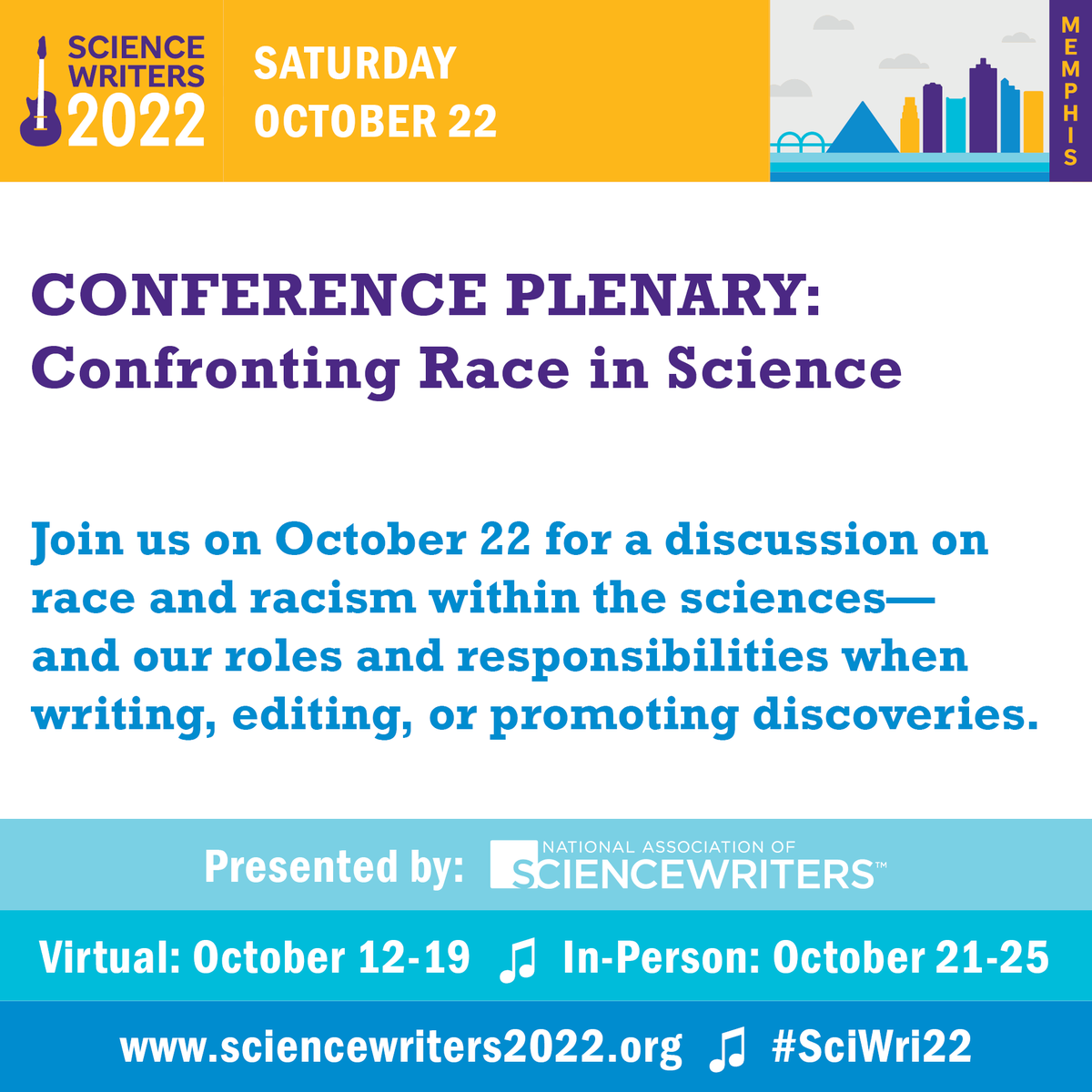 ScienceWriters's tweet photo. STARTING 4 PM CDT at #SciWri22: "Confronting Race in Science" #RacismInScience NASW Plenary with @ushamcfarling @SciFleur @ashleythesmart @laurahelmuth @rpocisv @stephaniemlee
Schedule: https://t.co/pLQiGTgmBw
Event Policies: https://t.co/1SB9EAvWW2 https://t.co/xuygDdh08Y