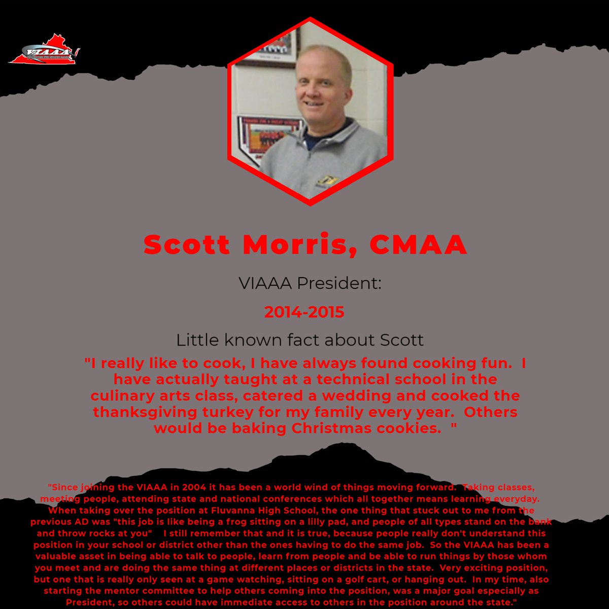 VIAAA95's tweet image. Today is Thursday so let’s do a twofer!! Today the @viaaa1995 would like to also recognize @fluco_activities Past President Scott Morris, CMAA!! Scott served the VIAAA as President from 2014-2015..Learn more about Scott and his passion for 🧑‍🍳 here. #BTTY