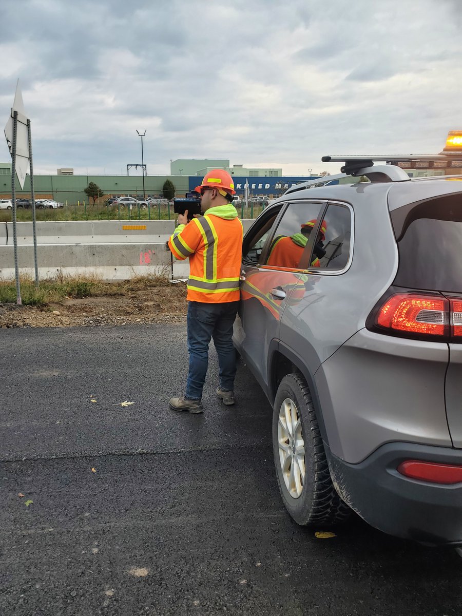 NYSThruway's tweet photo. #OperationHardHat: Our partners at @nyspolice Troop T conducted an Operation Hard Hat detail today in a work zone near exit 37 (Liverpool) by enforcing work zone speed limits. Our crews are real people with families. Help them go home safe. #SlowDown #BeAlert 🦺🚨👷 #OHH https://t.co/gHnw8QjVq1