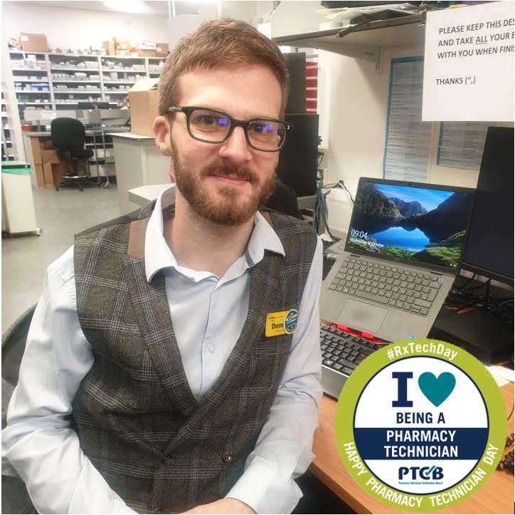 KCHPharmacy's tweet photo. Our penultimate #RXTechDay post is dedicated to Dom, a Senior Pharmacy Technician IT Specialist. Dom supports the department with all aspects of pharmacy specific IT. Thanks Dom, for all your IT help and your confectionery recommendations!
#PharmacyTechDay @APTUK1 @NHSEngland https://t.co/6jsyKPEvQj