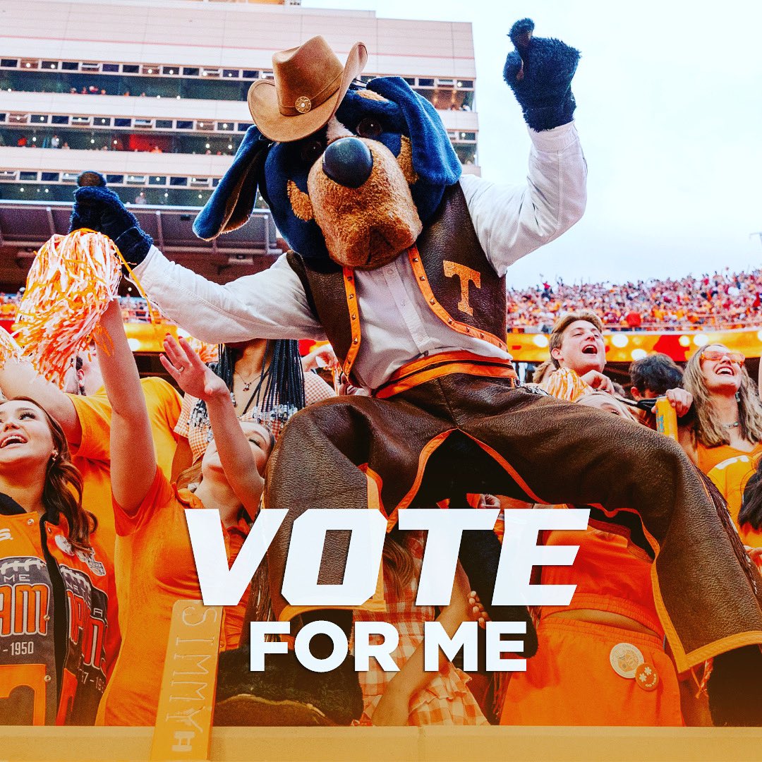 Spread the word &amp; help me win the 2022 Mascot Hall of Fame Awards! ⁣
⁣
Fans pick the winners, &amp; I have the best fans in the land! Vote online everyday now until Nov. 12.

mascothalloffame.com/2022-mascot-ha…
⁣
I’m in 3 college categories and Smokey X is in 1! Let’s do this, Vol Nation!