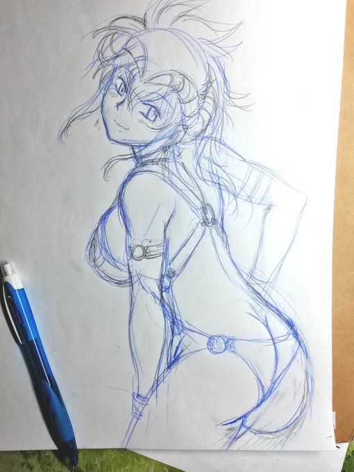 たまにはカームも描いてみよう。実はバックスタイルはあんまし描いてないのだった。背中の魅力に気づいたのは40越えてからです。 