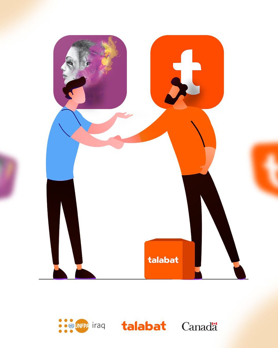 UNFPAIraq's tweet photo. .@UNFPA &amp; #GDCVAW increasing awareness of 👩🏻👧🏻 about @SafeYOUapp1 with the help of the private sector.

Thank you @Talabat Iraq for disseminating the app. Look out for a purple card when you order, scan the QR code &amp; download the #SafeYou app.

@CanadainIraq https://t.co/d2af4sRIs7