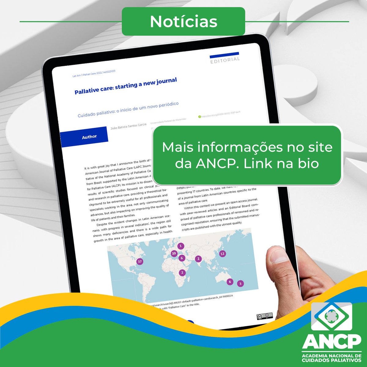 ancpaliativos's tweet photo. @lapcjournal da #ANCPaliativos tem abrangência internacional e lança seu primeiro editorial escrito por João Batista Santos Garcia.
Saiba mais em: https://t.co/92eyp8UDpn

#CuidadosPaliativos #PalliativeCare #Saude #ancpcuritiba2022 #Paliativo22 #Omelhorcuidadoparatodosavidatoda https://t.co/RxYSGSHmhf