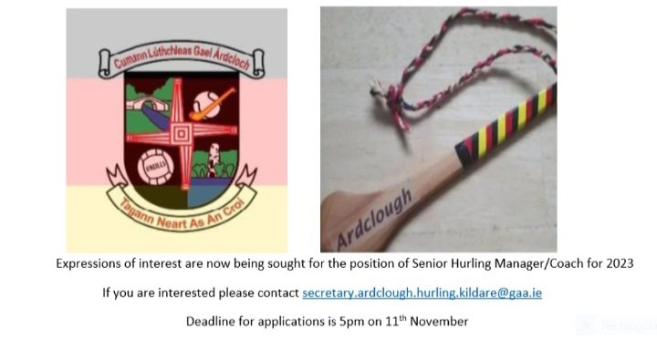 Expressions of interest are now being sought for the position of Senior Hurling Manager/Coach for 2023. See below for further details.
#hontheclochs 🇧🇪