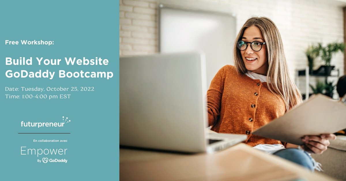 Futurpreneur (@futurpreneur) on Twitter photo Ready to roll up your sleeves and learn how to create and publish your website using <a href="/GoDaddyCanada/">GoDaddy Canada</a> #WebsiteBuilder Bootcamp? This FREE virtual event is happening on Oct 25, 2022, from 1:00-4:00 pm EST. bit.ly/3EU2afO Ready to roll up your sleeves and learn how to create and publish your website using <a href="/GoDaddyCanada/">GoDaddy Canada</a> #WebsiteBuilder Bootcamp? This FREE virtual event is happening on Oct 25, 2022, from 1:00-4:00 pm EST. bit.ly/3EU2afO