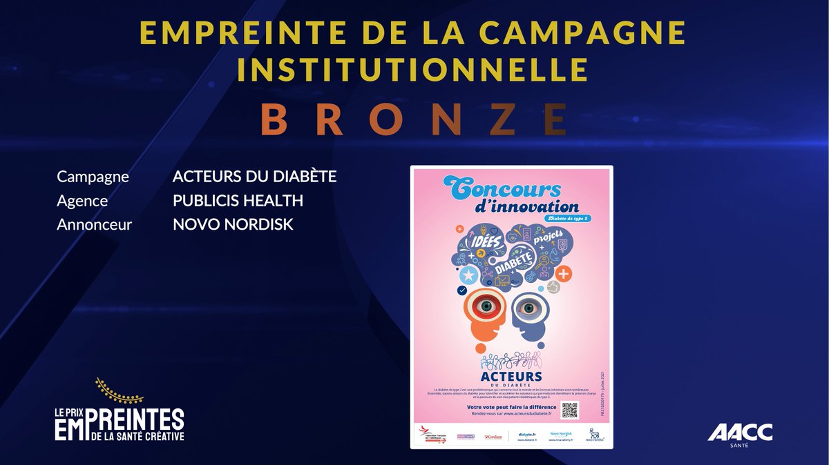 🟤 Empreinte de la campagne Institutionnelle : BRONZE pour « Acteurs du diabète » de <a href="/novonordisk/">Novo Nordisk</a> et <a href="/PubHealthFR/">Publicis Health France</a> #Empreintes2022

Remis par Pierre Sanchez de @Pharmaceutiques